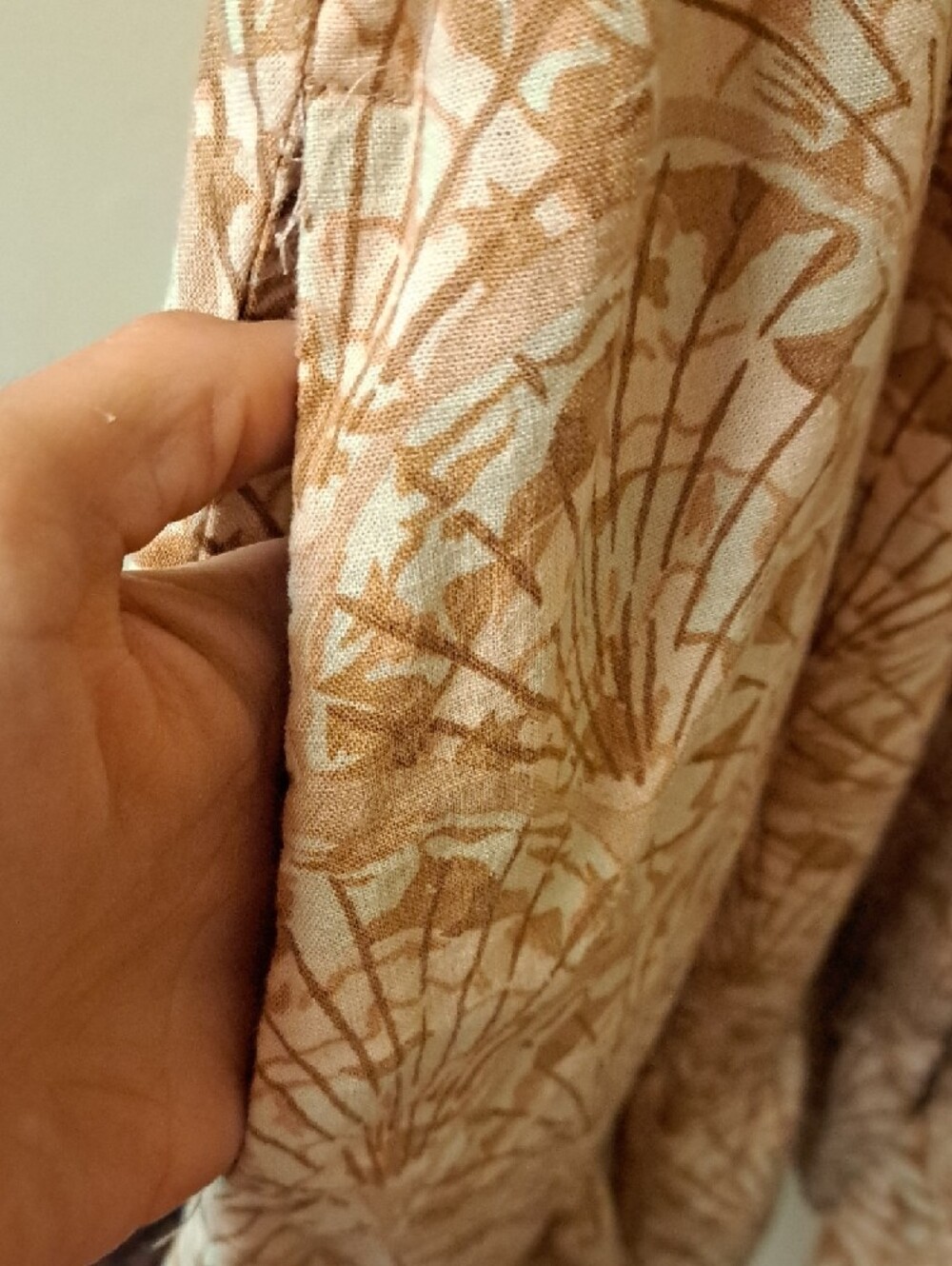 Madewell Lucie Smock Linen Blend Sun Dress with Tan And Pink Leaf Print - Size S - Picture 5 of 12